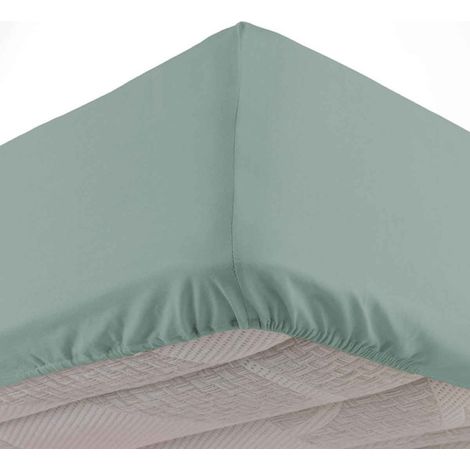 Drap Housse en Coton "Linette" 140x190cm Sauge (1/4)
