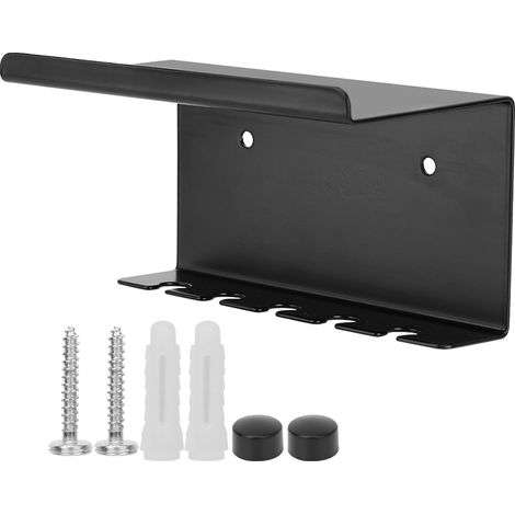 Porte-brosse à dents en acier inoxydable - Support mural multifonction - Pour salle de bain et téléphone - Noir - 1 pièce (1/5)