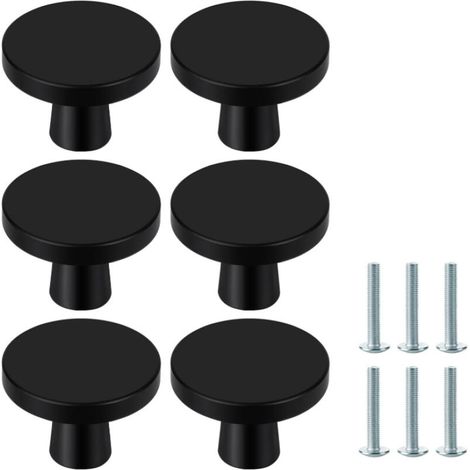 pcs Boutons de porte, boutons d'armoire noirs, boutons d'armoire ronds, boutons de tiroir noirs, poignées de porte de cuisine pour commodes, armoires, meubles.