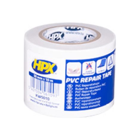Ruban de réparation en PVC blanc HPX 6900, pour balles de 50 mm x 10 m, imperméable, résistant aux UV et au feu, flexible, pour la réparation de bâches et câbles agricoles.