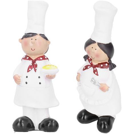 Kochpaar-Figur aus Kunstharz für Küche und Bar – Geschenkidee für Konditoren