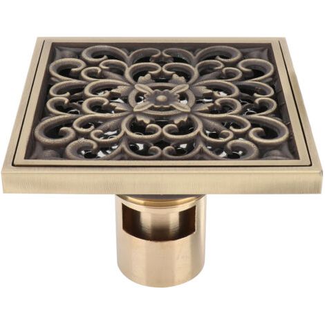 Antique copper floor drain for bathroom, hotel or toilet - 10x10 cm shower drain kit (1/5)
