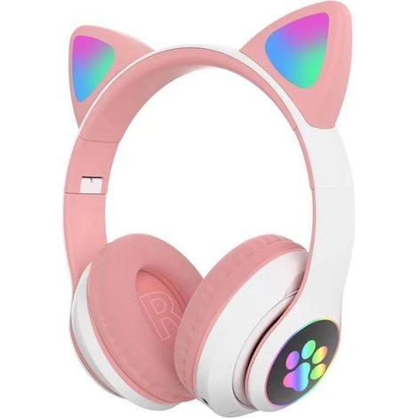 Casque Audio Enfants sans Fil Bluetooth avec Microphone, Écouteurs Chat Oreilles pour Filles Femmes (Rose) - Idéal École, Adolescents et Adultes (1/5)
