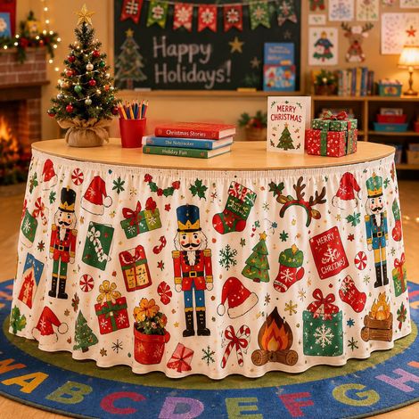 Nappe de Noël style 2026 pour décorations de fête de famille - Tissu décoratif en polyester imprimé bonhomme de neige et sapin de Noël - 140 x 75 cm - Lot de 12
