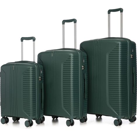 Ensemble boîtier PP spinner 3 pièces, pour maison et usage quotidien, poignées latérales serrure combinaison émeraude, format pratique