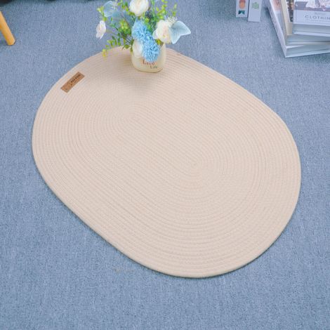 Tapis à griffer ovale 40×60 cm pour chats en corde de coton — Ne peluche pas, résistant aux griffures — Convient à toutes les saisons (Pour chats jusqu'à environ 3,6 kg) (1/4)