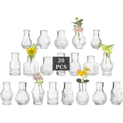 Vases à Fleurs pour Table: Ensemble de Mini en Verre Transparent Décorations Salle Manger la Maison (1/5)