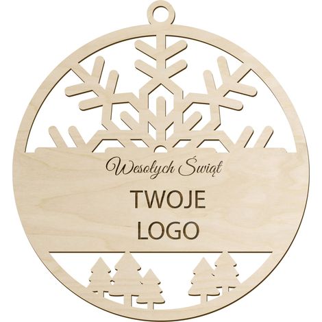 Palline di Natale in legno con il logo della tua azienda, 10 pezzi in compensato con logo (1/4)