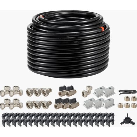 VEVOR Kit Conduite de Compresseur deAir, 60,96 m x 19,05 mm, Systeme de Tuyauterie deAir Comprime en PEHD Aluminium, Etanche, Facile a Installer, Kit Tubes deAir Comprime pour Garages, Ateliers, Noir (1/5)