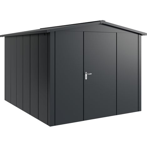 Hörmann Metall-Gerätehaus "Juno" mit Satteldach, JSD11 - Design, 262 x 310 cm (B x T), anthrazit, 1-flüglige Tür, Anschlag rechts (1/5)