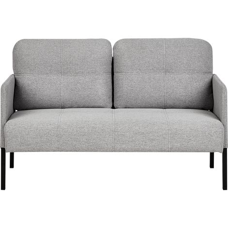 Sofá 2 plazas retro respaldo cojines acolchado patas de metal tela gris Lahti (1/5)