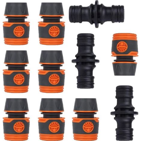 Tutti i raccordi dei tubi, set di 8 raccordi e 3 raccordi a un cavo di prolunga di tubo, set di raccordi, tubi, materiale dell'ABS per il giardino, 1/2 pollice (1/5)