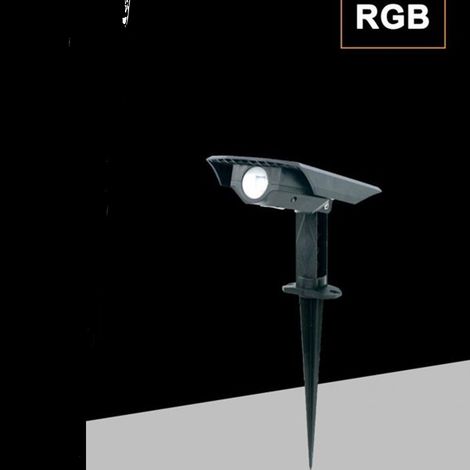 TRADE SHOP - Faretto Solare Led Da Giardino A Picchetto Da Terra Ip65 Luce Calda 3000k Rgb Sw1121 - -RGB      -