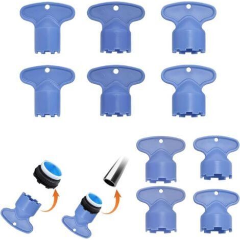 Juego de 10 aireadores de grifo azules M16.5/M18.5/M21.5/M22/M24 con llave para filtro de grifo, herramienta de filtro, plástico para aireadores dentados y roscados, filtro de grifo para baño - Crezuo