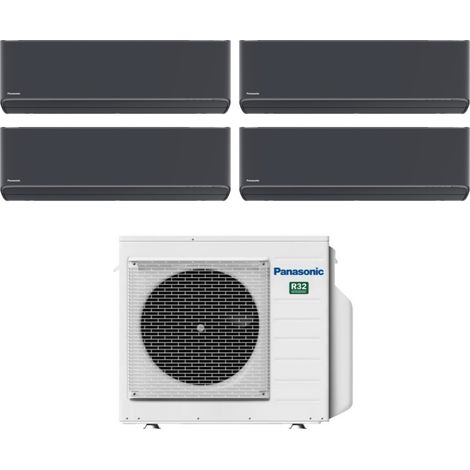 Panasonic Quadri Split Inverter-Klimagerät Serie Etherea Dark 7+7+7 mit CU-4Z68TBE R-32 Wi-Fi Integrated Farbe Graphite Grey 7000+7000+7000