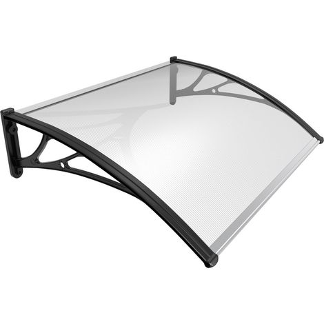 Vounot – Marquise auvent de porte 120x80cm – Polycarbonate 6mm résistant aux chocs – Cadre voûté en PPO et aluminium – Protection UV et intempéries