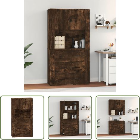 The Living Store Buffet haut Chêne fumé Bois d'ingénierie - Buffet Design Moderne - Buffet En Bois Massif - Buffet Rustique - Buffet Élégant - Rangements Optimisés (1/5)