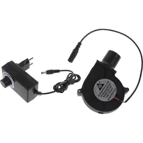Souffleur à vitesse réglable 12V, prise EU, portable pour barbecue, poêle à bois extérieur. (1/4)