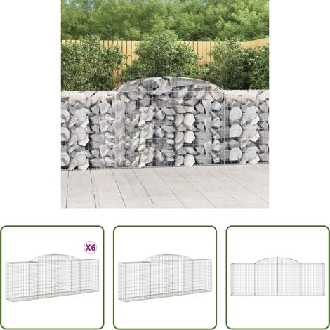 Schalldämmung - Gabionen mit Hochbogen 6 Stk. 300x50x100/120cm Verzinktes Eisen (1/5)