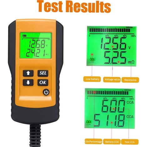 Testeur numérique de batterie de voiture 12 V : analyseur de charge, de pourcentage de durée de vie, de tension, de résistance et de capacité de décharge profonde. (1/2)