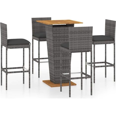 Maison Exclusive - Set da Bar da Giardino 5 pz con Cuscini in Polyrattan Grigio (1/5)