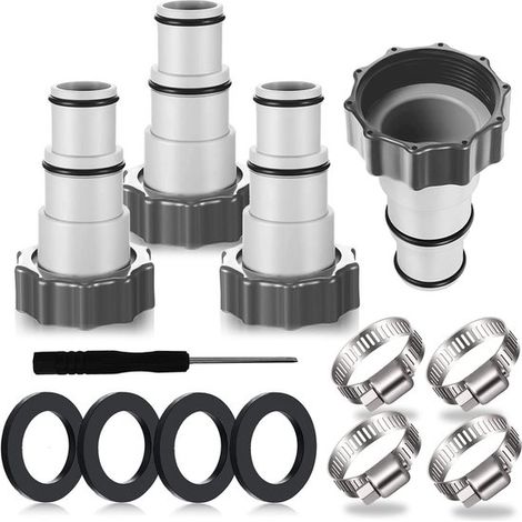 Lot de 4 adaptateurs piscine type A compatibles Intex, 32-38 mm, kit raccord pompe et tuyau piscine (1/5)