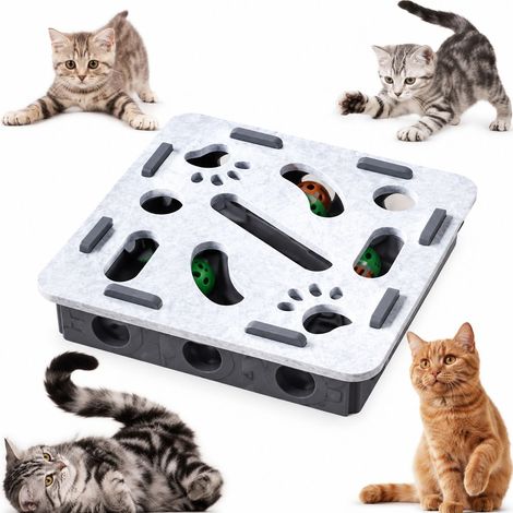 Jouets pour chats - Divertissement autonome - Lutte contre l'ennui - Chatons et chats - Animaux de compagnie - Stimulation de l'intelligence - Labyrinthe - Boîte en feutrine perforée - Balle à grelots