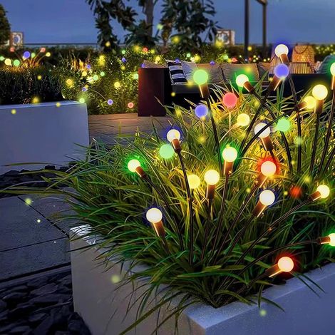 Guirlande lumineuse solaire étanche pour jardin extérieur, lot de 2 guirlandes de 10 LED effet lucioles et étoiles scintillantes multicolores [Classe énergétique A]-AquaForge