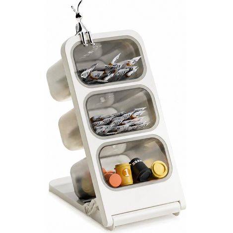 Boîte de rangement multicouche pour sachets de café et de thé, organiseur de bureau pour capsules (boîte de rangement pour sachets de thé), grande taille 14,5 x 23 x 27,5 cm (1/5)
