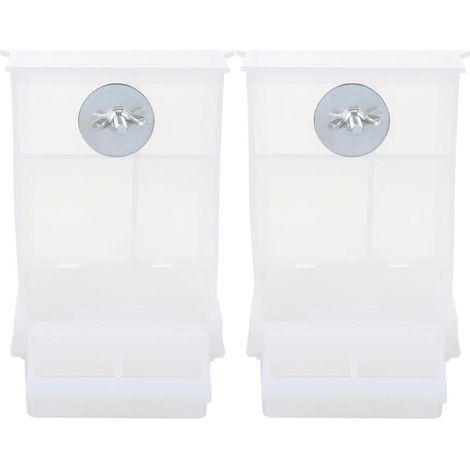 Lot de 2 mangeoires automatiques anti-éclaboussures pour oiseaux - Blanches (1/5)