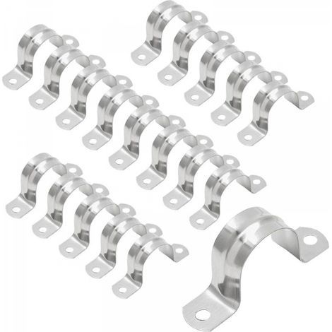Collier de serrage en U en acier inoxydable, collier de serrage demi-rond pour tuyau d'air/eau, raccords pour tuyaux d'eau - 35 mm (1/5)