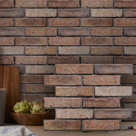 Panneaux Muraux 3D Adhesif Brique, 10 Pièces, 30 x 40 cm, Léger PVC AutoAdhésif Panneaux Muraux 3D Pierre Décoration Pour Décoration Intérieure (1/5)