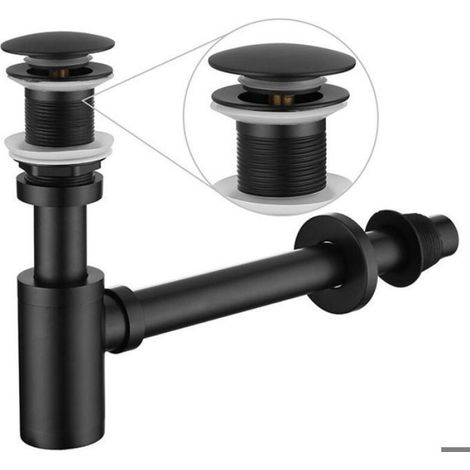 Ensemble complet de siphon en P pour lavabo de salle de bain, kit de vidange d'évier réglable de 3,8 cm, tube en laiton massi (1/4)
