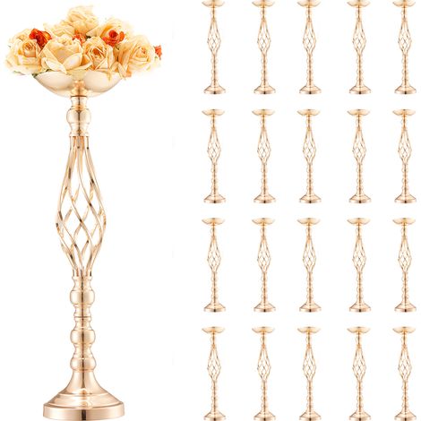 VEVOR 20PCS 58cm/22.83” Tall Wedding Flower Vase, Metal Wedding Centerpiece, Gold Floral Arrangement Stand Display Rack for Tables Wedding Dinner Party, Anniversary Ceremony Birthday Event Decor (1/5)