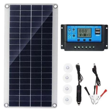Panneau solaire 300W 12V, kit de panneau solaire, kit de chargeur de batterie avec régulateur de charge solaire 20A pour camping - car, yacht, extérieur, jardin, éclairage (1/3)