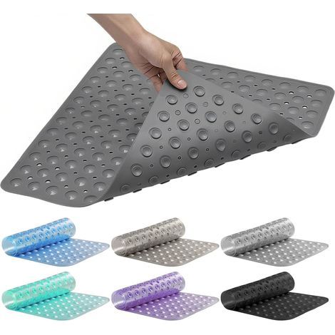 1 Tapis de douche, PVC antidérapant, ventouses puissantes, trous de drainage, salle de bain intérieure