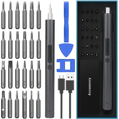 Mini Tournevis Électrique, de Tournevis Électriques Magnétiques de Précision 28 Pièces pour Téléphone Portable - B (1/5)