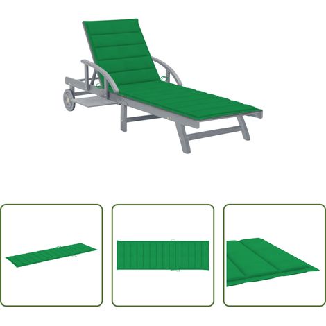 Chaise longue bois - Chaise longue de jardin avec coussin Bois d'acacia solide (1/5)