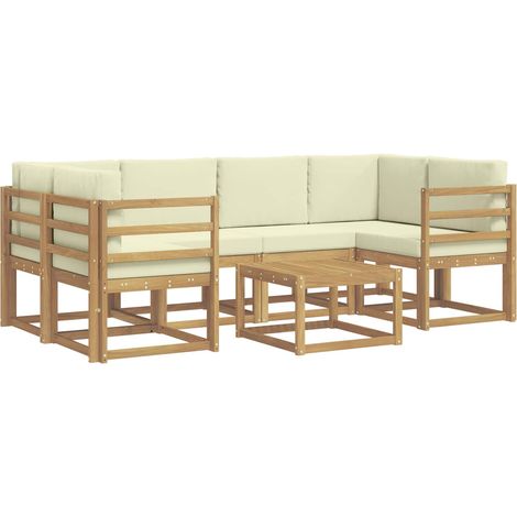 Outdoor Sofa Set with Cushion 7 pcs White and Cream vidaXL (1/5)
