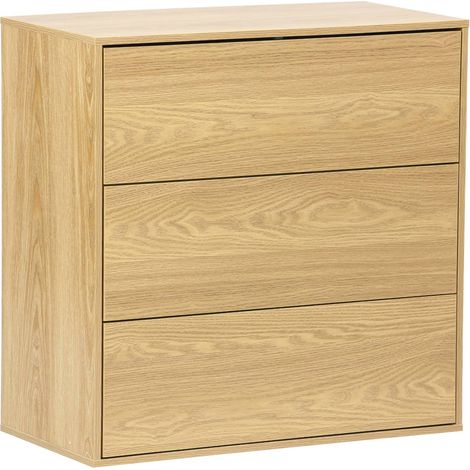 Chest of drawers, 3 drawers, Light wood, 70x35x70 cm