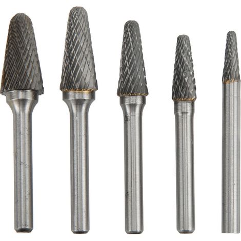 Lot de 5 Fraises Carbure L Ortvai LX Double Coupe Tige 6mm pour Gravure et Polissage Métal Bois (1/5)