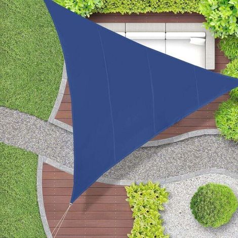 Voile d’ombrage Triangle, imperméable, Anti-UV, tendeurs, terrasse, Balcon, 6x6x6 m, Bleu,de DEBUNS (1/5)