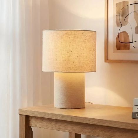 [NEUWERTIG] B-Ware Lindby Tischleuchte Lampe Elfie Textil Beige E27 Schalter