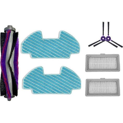 Lot de 7 pièces pour aspirateur robot Samsung Powerbot-E VR05R5050WK à vidage automatique : brosse latérale, filtre HEPA et lingette de nettoyage.