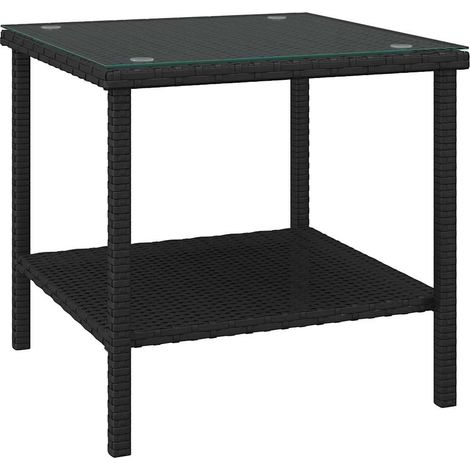 Maison Exclusive - Mesa auxiliar vidrio templado ratán sintético (1/5)