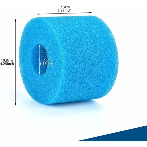 Éponge Filtrante Type S1, Cartouche de Filtre en Mousse, Mousse pour Filtre Piscine, Réutilisables et Lavables, Filtre en Mousse pour Spa, Piscine, Jacuzzi (6, Bleu) (1/4)