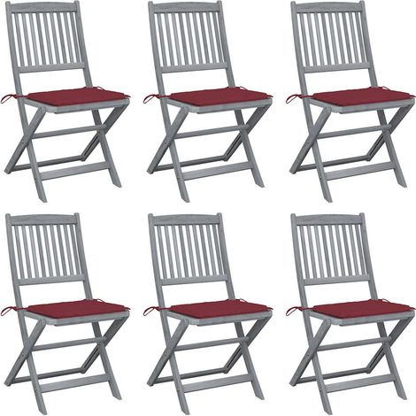 Klappbare Gartenstühle 6 Stk. mit Sitzkissen Massivholz Akazie (1/5)