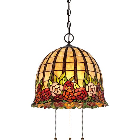 Elstead Rosecliffe - Suspension à 3 ampoules au fini bronze impérial, verre de style Tiffany, E27 (1/4)