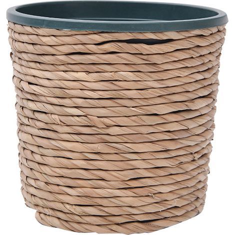 Pot de fleurs rond tressé en jonc de mer avec insert en plastique stable pour la plantation - Pot de fleurs (1/3)