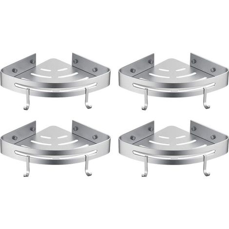 Etagère de Douche d’Angle, Etagère de Salle de Bain Sans Forage Panier Rangement Douche Aluminium Murale Adhésive Serviteur de Douche Organiseur pour Shampoing(Triangle, 4 Pièces) (1/4)